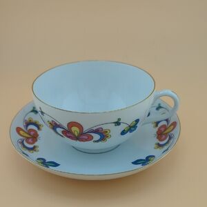 Porsgrund Farmer's Rose Coffee Cup And Saucer